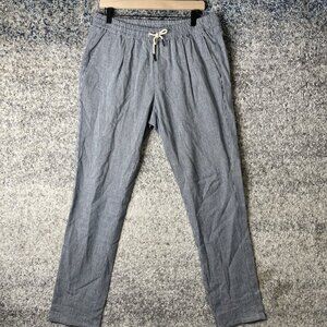 Boggi Milano Pants Mens Size 34 Blue White Striped Regular Fit Linen Blend Italy
